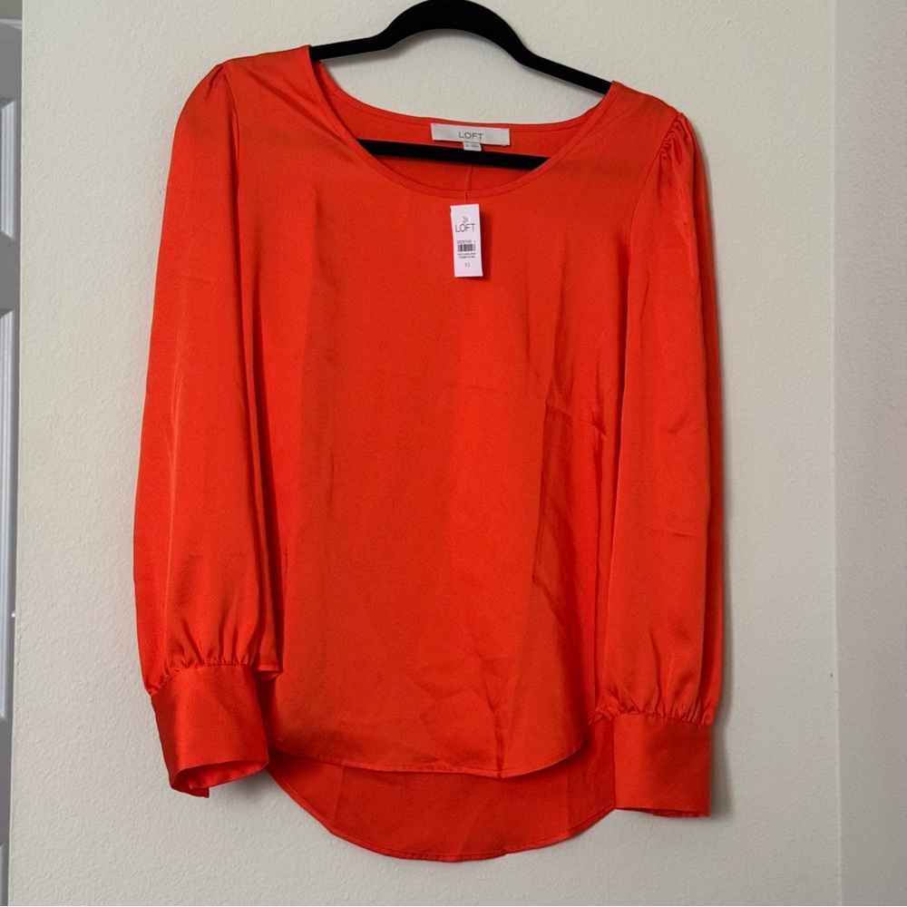 NEVER WORN LOFT Long Sleeve Orange Blouse, XS